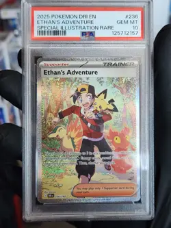 Pokemon TCG Ethan's Adventure SIR 236/182 Destined Rivals PSA 10 Gem Mint - Image 1