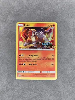 Pokemon TCG Entei STAFF Stamped Prerelease Promo SM219 Cosmic Eclipse - MP - Image 1