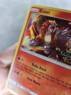 Pokemon TCG Entei STAFF Stamped Prerelease Promo SM219 Cosmic Eclipse - MP - Image 2