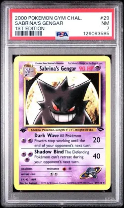 2000 Pokemon 1st Edition Sabrina’s Gengar Rare 29/132 - Gym Challenge - PSA 7 NM - Image 1