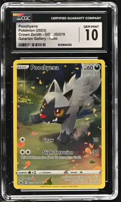 2023 Pokemon Crown Zenith Poochyena GG33/GG70 Galarian Gallery Holo CGC 10 - Image 1
