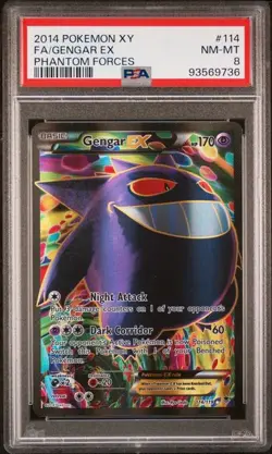 Gengar EX (114 Full Art) 114/119 PSA 8 XY Phantom Forces Holo 2014 POKEMON - Image 1