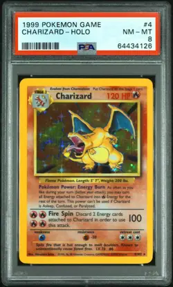 Charizard Holo #4 PSA 8 - 1999 Pokemon Base Set Unlimited - Image 1