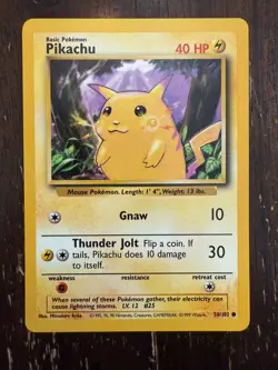 Pokemon Pikachu Card 58/102 Yellow Cheeks Base Set - Image 1