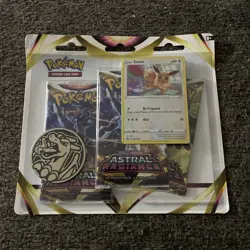Pokemon TCG Astral Radiance 3 Pack Booster Bundle w/ Eevee Promo Card & Coin - Image 1