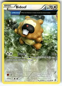 Bidoof (Alpha) 117/160 XY - Primal Clash LP Pokemon Card TCG - Image 1