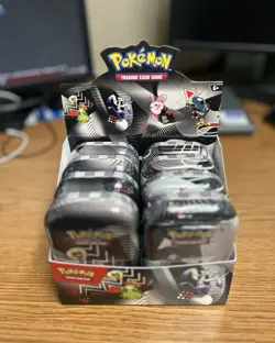 Pokemon Unova Mini Tin Display Box Black, Bolt, White, Flare (7) Tins - Image 1