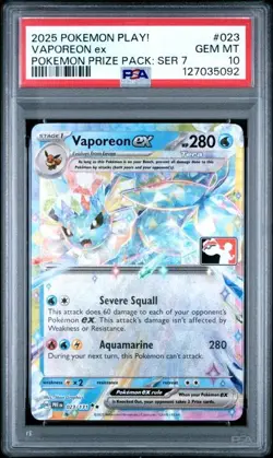 Pokemon TCG 2024-25 Vaporeon ex Pokemon Prize Pack #023 PSA 10 - Image 1