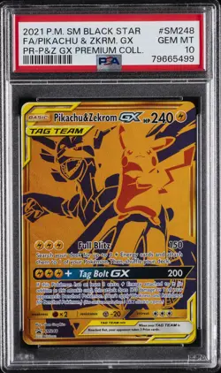 2021 POKEMON SM BLACK STAR PROMO #SM248 FULL ART/PIKACHU & ZEKROM GX PSA 10 - Image 1
