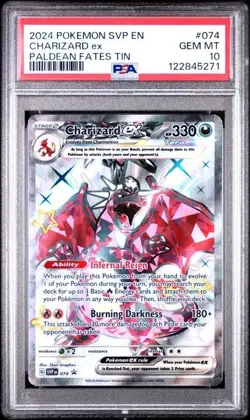 PSA 10 Charizard ex 074 Pokemon SVP BSP Black Star Promo Paldean Fates Tin - Image 1
