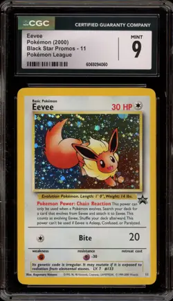 Pokemon Eevee League Black Star Holo Promo #11 CGC 9 Mint - Image 1