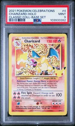 PSA 9 Charizard Holo 4/102 Celebrations Classic Collection Pokemon 2021 - Image 1