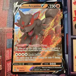 Pokemon TCG Hisuian Arcanine V 090/195 Silver Tempest Ultra Rare NM - Image 1
