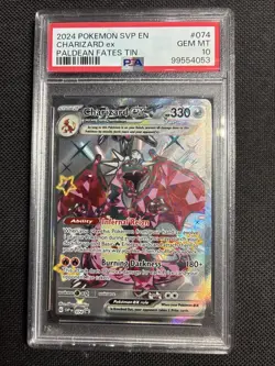 Charizard ex #074 SVP 2024 Pokemon S&V Paldean Fates Tin Black Star Promo PSA 10 - Image 1