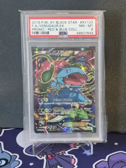 Pokemon TCG Venusaur EX XY123 Black Star Promo Red & Blue Collection PSA 8 MINT - Image 1