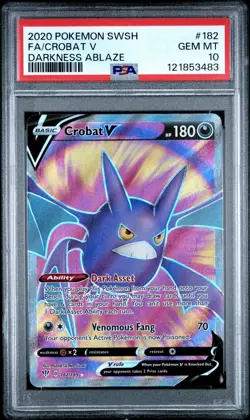 2020 POKEMON SWORD & SHIELD DARKNESS ABLAZE #182 FULL ART/CROBAT V PSA 10 - Image 1