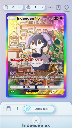 Indeedee Special Art Rare, Pokemon TCG Pocket, English language, Mega-Rising - Image 1