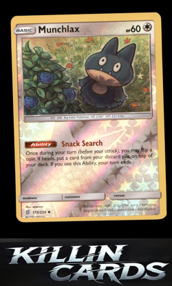 Reverse Holofoil Munchlax 173/236 Pokemon Uncommon SM - Unified Minds Card NM - Image 1