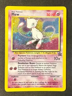 Mew SWIRL! #9 1999 Black Star Promo Pokemon Card WOTC Vintage Holo Rare - Mp - Image 1