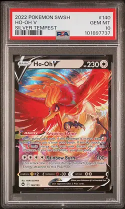 2022 POKEMON SWORD & SHIELD SILVER TEMPEST #140 HO-OH V PSA 10 - Image 1