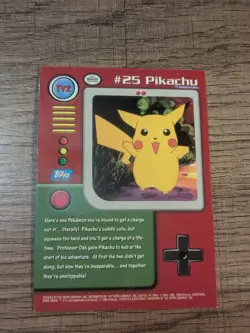 FOIL (BLUE FLAT) NM PIKACHU TV2 POKEMON SERIES 1 TV TOPPS SILVER HOLO LP - Image 3