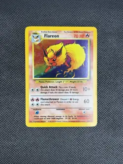 Pokemon TCG Flareon Jungle 3/64 Unlimited Holo Rare *No Symbol Error LP - Image 1