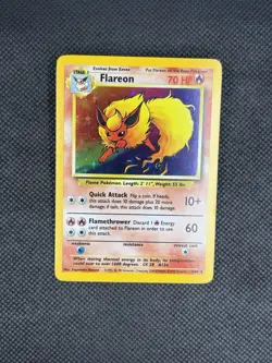 Pokemon TCG Flareon Jungle 3/64 Unlimited Holo Rare *No Symbol Error LP - Image 2