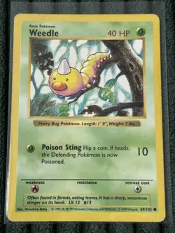 Pokemon Base Set Shadowless Weedle 69/102 - Image 1