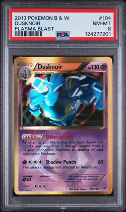 PSA 8 NM-MT Dusknoir (Shiny) 104/101 Holo Secret Rare BW Plasma Blast Pokemon - Image 1