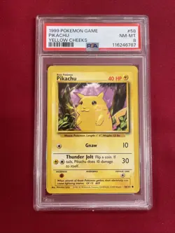 Graded PSA 8 1999 Pokemon Game Pikachu Yellow Cheeks #58 NM-MT - Image 1