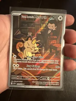 Team Rockets Meowth 203/182 SV10 Destined Rivals Illustrated Card Mint Condition - Image 1