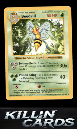 Beedrill 017/102 Pokemon Rare Base Set (Shadowless) Card DM - Image 1