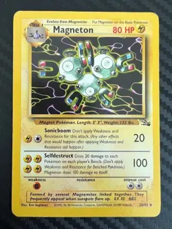 Pokemon TCG Magneton 26/62 Fossil Unlimited Non-Holo Rare Vintage HP - Image 1