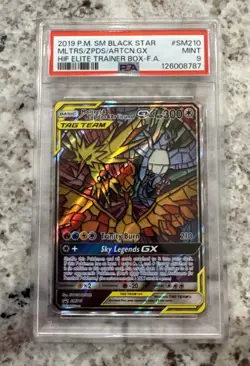 2019 Pokemon Black Star Promo PSA 9 Moltres Zapdos Articuno GX ALT ART #SM210 - Image 1