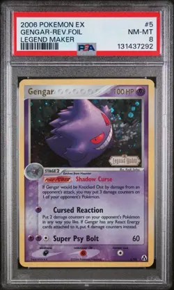 2006 POKEMON GENGAR EX REVERSE HOLO RARE STAMPED LEGEND MAKER #5 PSA 8 - Image 1