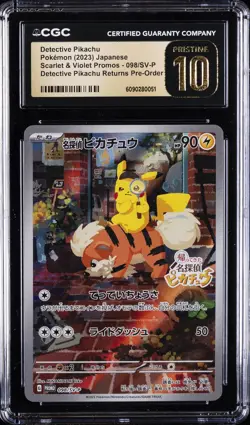 2023 POKEMON JPN SCARLET & VIOLET PROMOS DETECTIVE PIKACHU CGC 10 PERFECT - Image 1