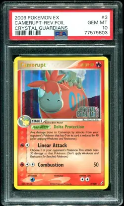 PSA 10 Camerupt Reverse Holo Rare EX Crystal Guardians 2006 Pokemon #3 POP 12 - Image 1