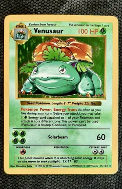 Venusaur - Base Set Shadowless Holo Rare 15/102 (1999) Pokemon TCG WoTC - Image 1
