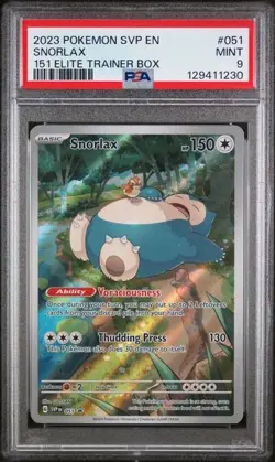 2023 POKEMON SVP EN-SV BLACK STAR PROMO 151 ELITE TRAINER BOX #051 SNORLAX PSA 9 - Image 1