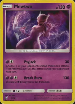 Mewtwo 12/18 Holo Holo Rare Detective Pikachu Pokemon Card MP - Image 1
