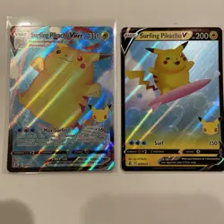 Pokemon Card TCG - Surfing Pikachu V & VMAX Ultra Rare Celebrations Near Mint - Image 1