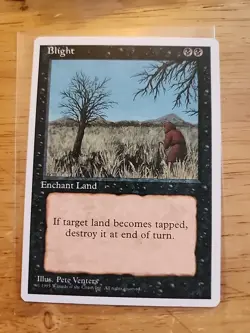 Blight - Fourth Edition - MTG Magic - Uncommon - Black Enchant Land - Image 1