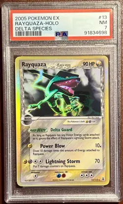 2005 Pokemon EX Delta Species #13 Rayquaza Holo Rare PSA 7 - Image 2