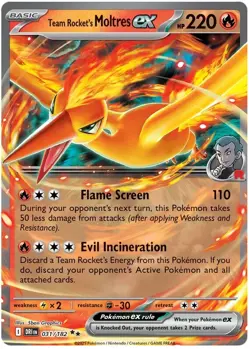 Team Rocket’s Moltres ex 031/182 Pokemon TCG - Destined Rivals - Double Rare -NM - Image 1