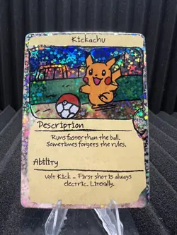 Kickachu (Pikachu) - Pack Hit Holo - First Print PokeDoodly Fan Art - Pokemon - Image 1