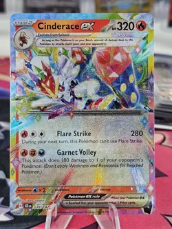 Pokemon Cinderace ex 28/142 Stellar Crown Double Rare NM Scarlet Violet - Image 1