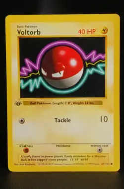 1999 Voltorb- 67/102 Base Set 1st Edition Shadowless Pokemon - Image 1