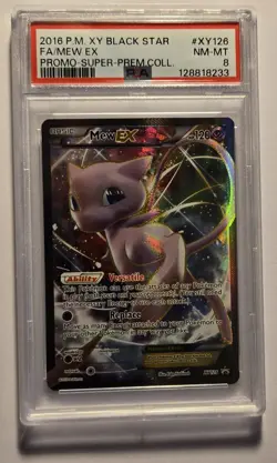 XY126 FULL ART MEW EX 2016 POKEMON XY BLACK STAR PROMO PSA 8 - Image 1