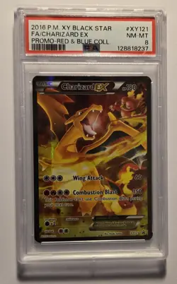 XY121 FULL ART CHARIZARD EX 2016 POKEMON XY BLACK STAR PROMO PSA 8 - Image 1