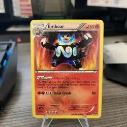 Pokemon Emboar 100/99 Next Destinies Black White Holo Texture Print Error LP - Image 1